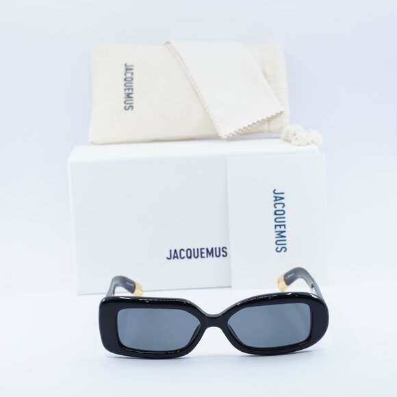 Jacquemus ROND CARRE JAC/11 C1 Rectangle Sunglasses - Shiny Black\Grey - Picture 2 of 10